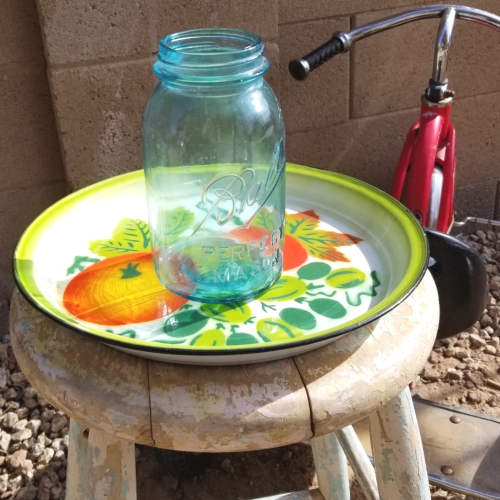 Antique Vintage Ball Mason Jar aqua blue tint